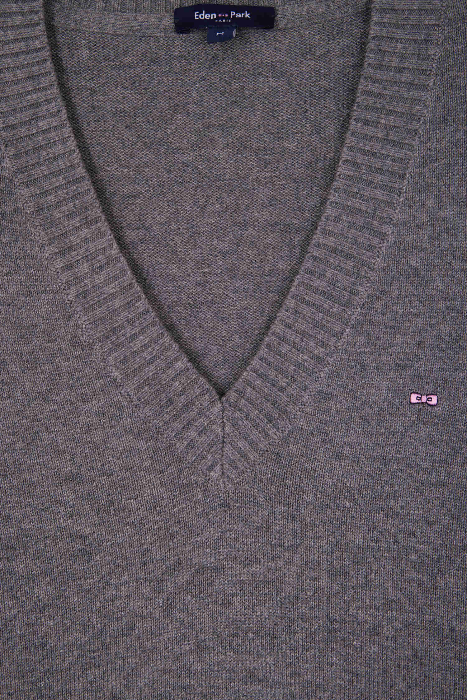 Relax light grey wool and cotton V-neck jumper