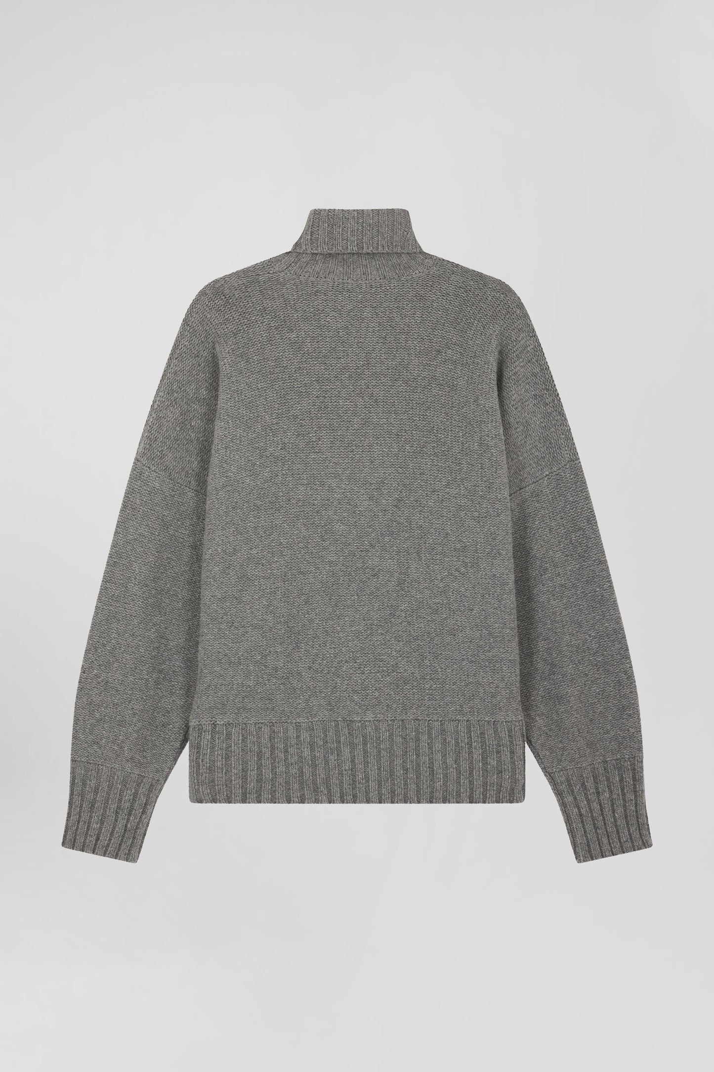 Pull col roulé en laine mélangée gris coupe Oversized