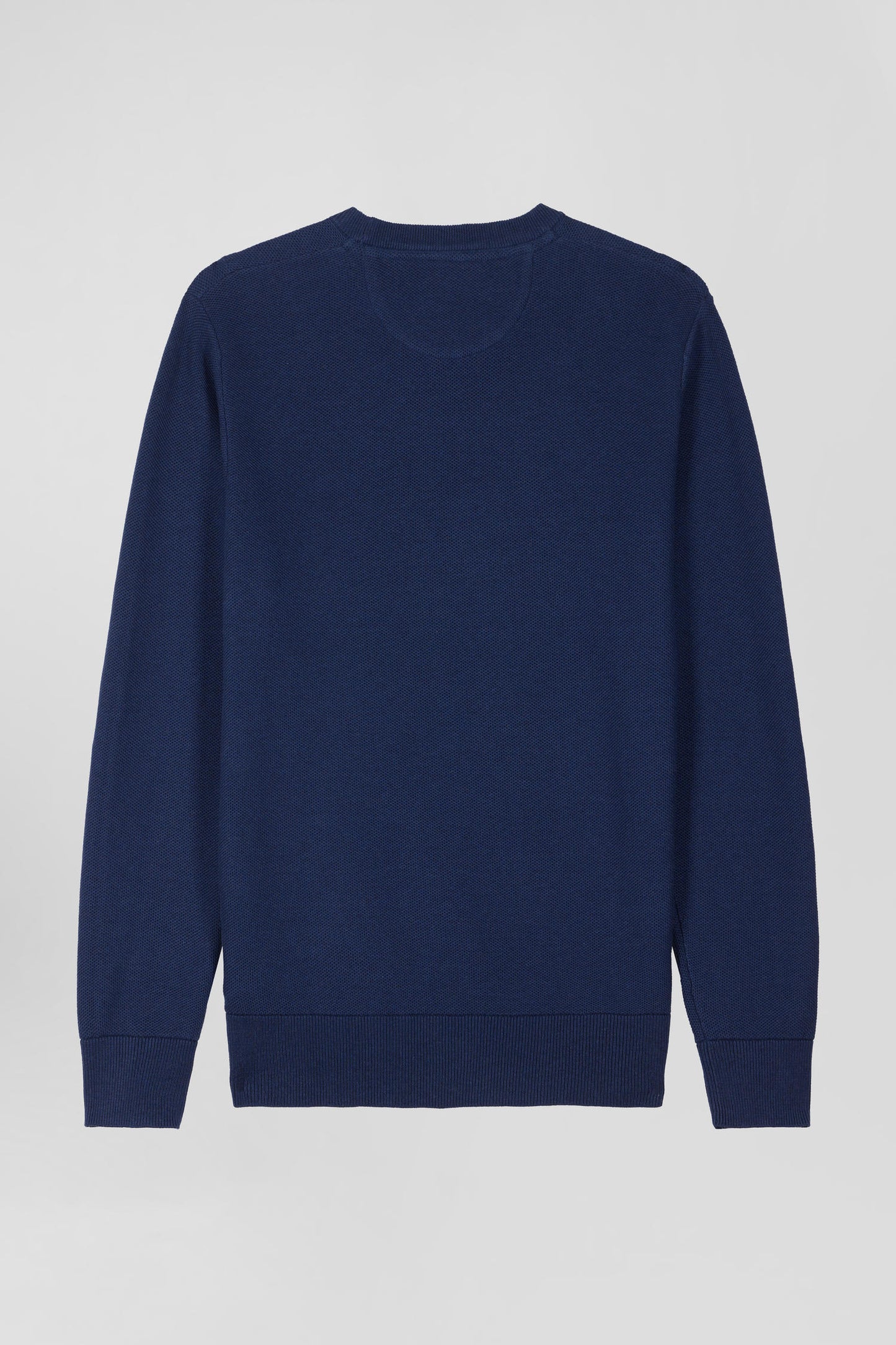 Regular dark blue cotton crew neck jumper