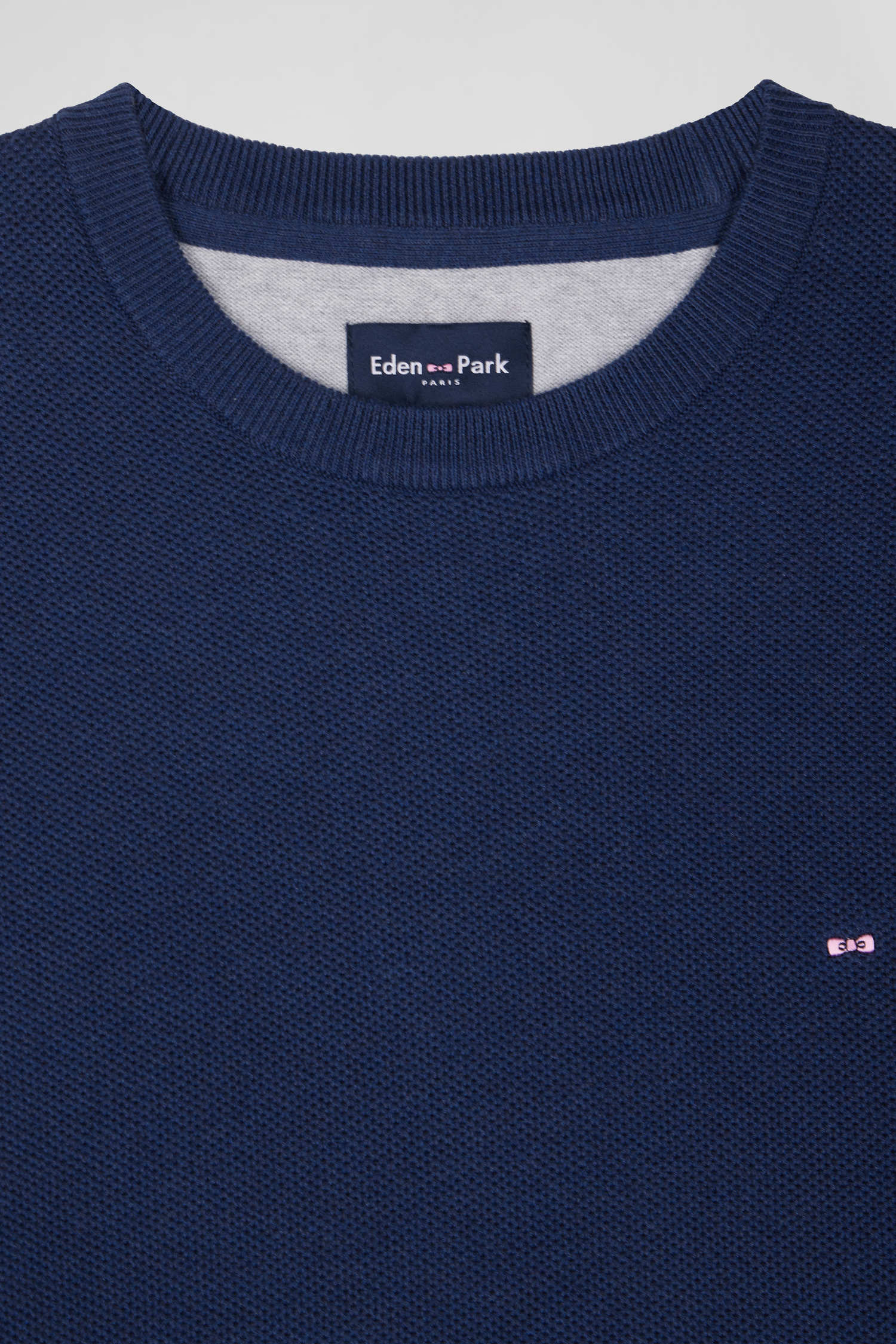 Regular dark blue cotton crew neck jumper