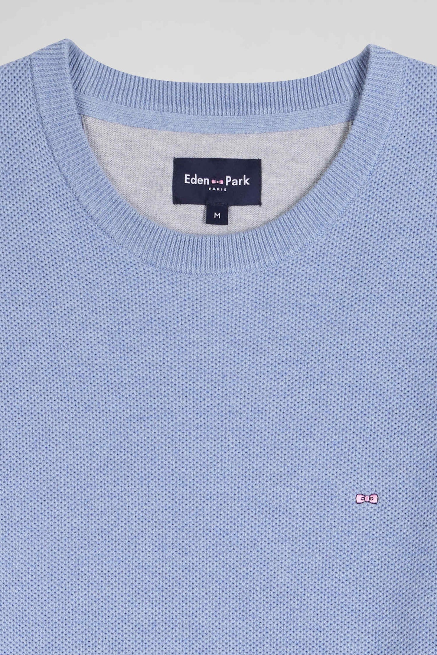 Regular sky blue cotton crew neck jumper
