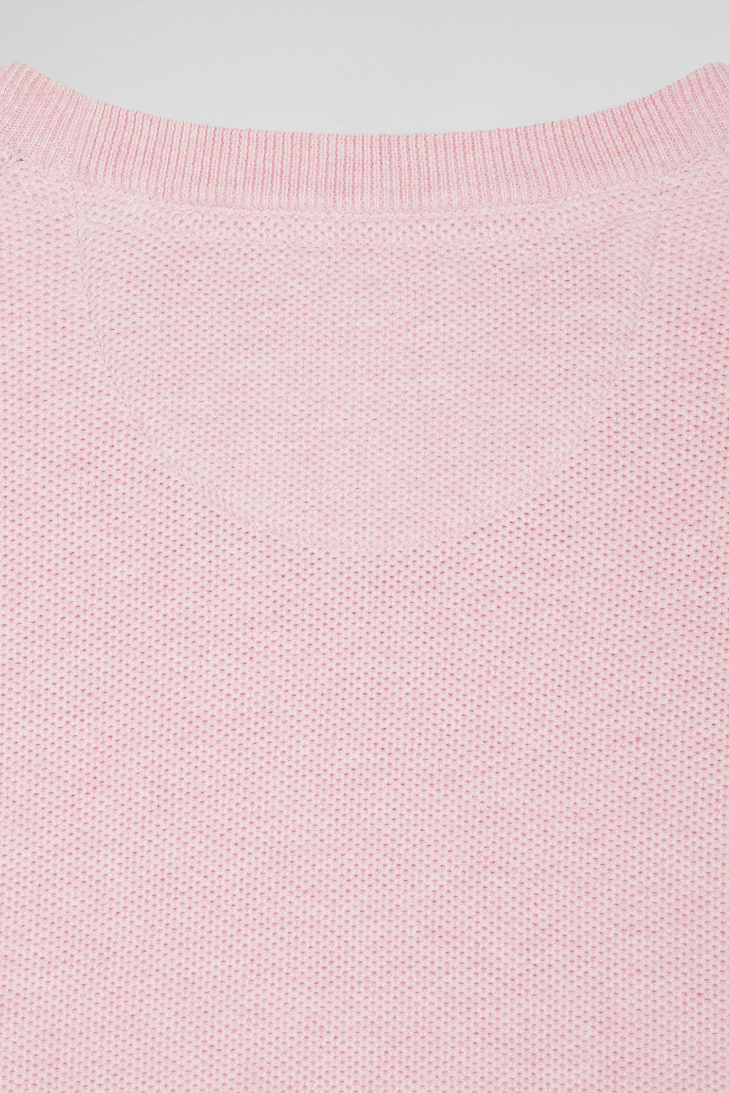 Pull col rond uni en coton rose coupe Regular