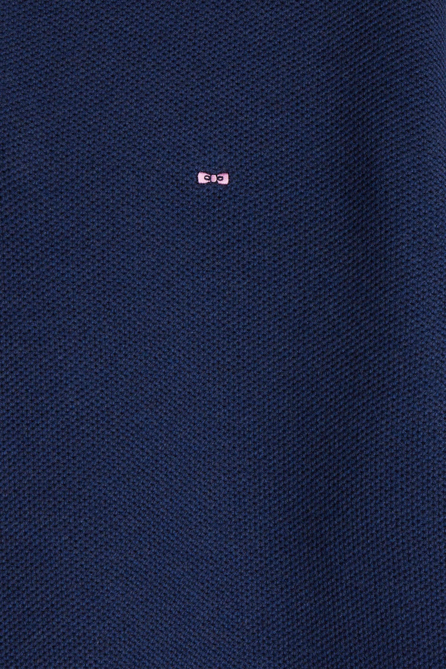 Pull col camionneur zippé uni en coton bleu foncé coupe Regular