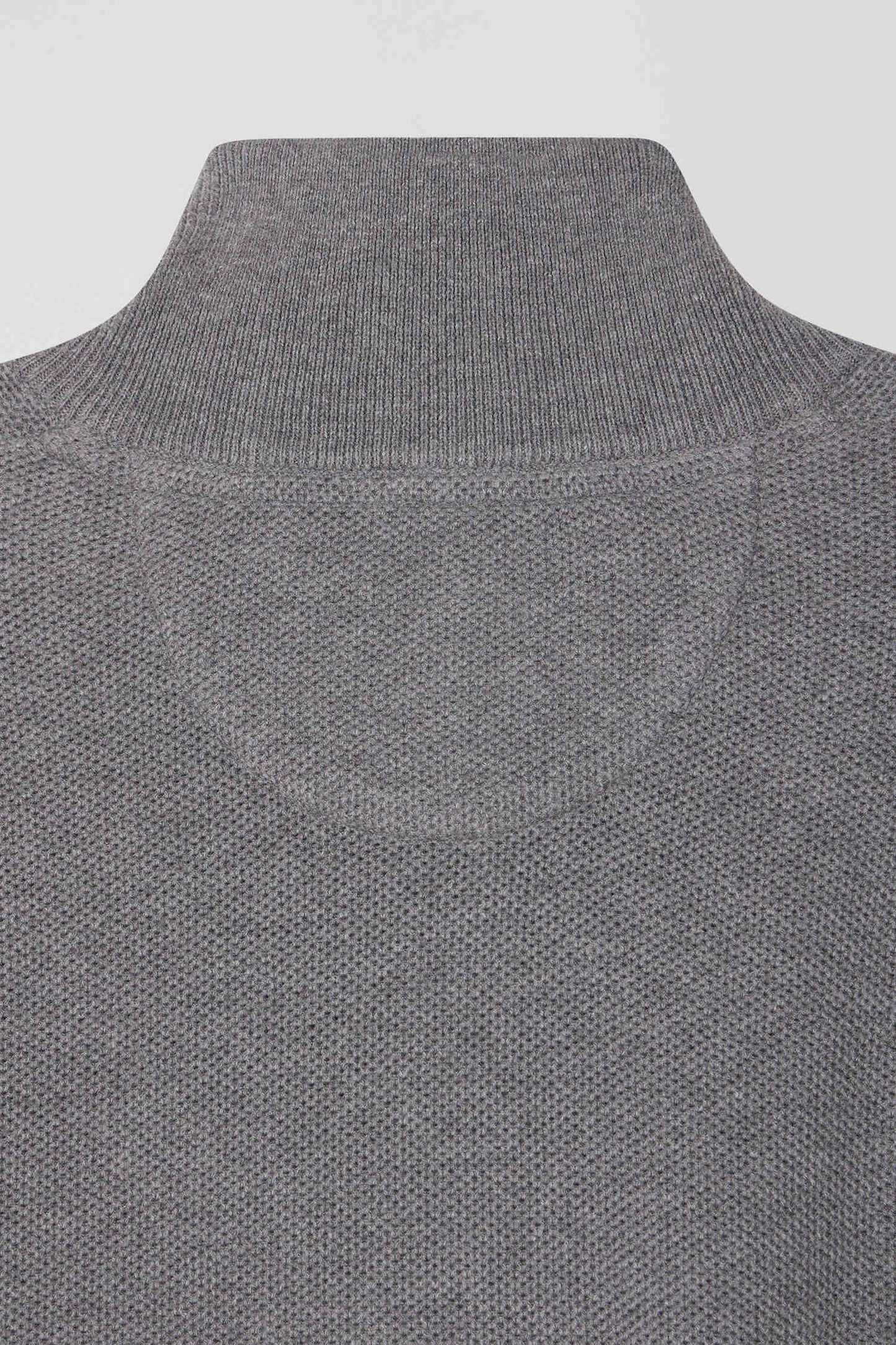 Pull col camionneur zippé uni en coton gris coupe Regular