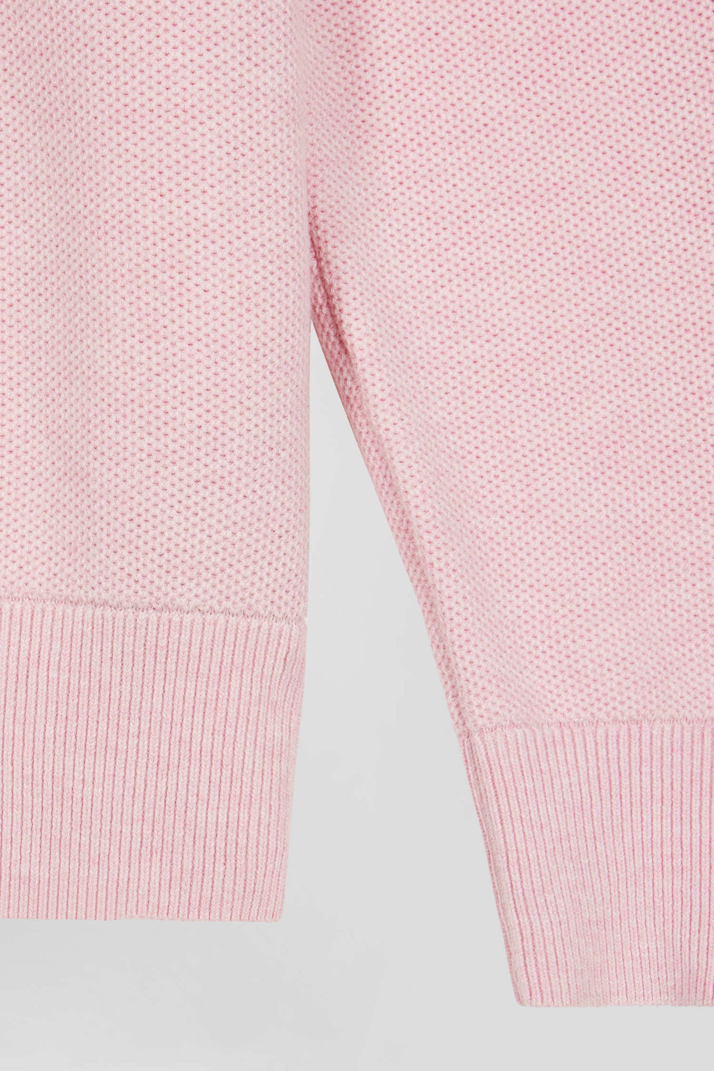 Pull col camionneur zippé uni en coton rose coupe Regular