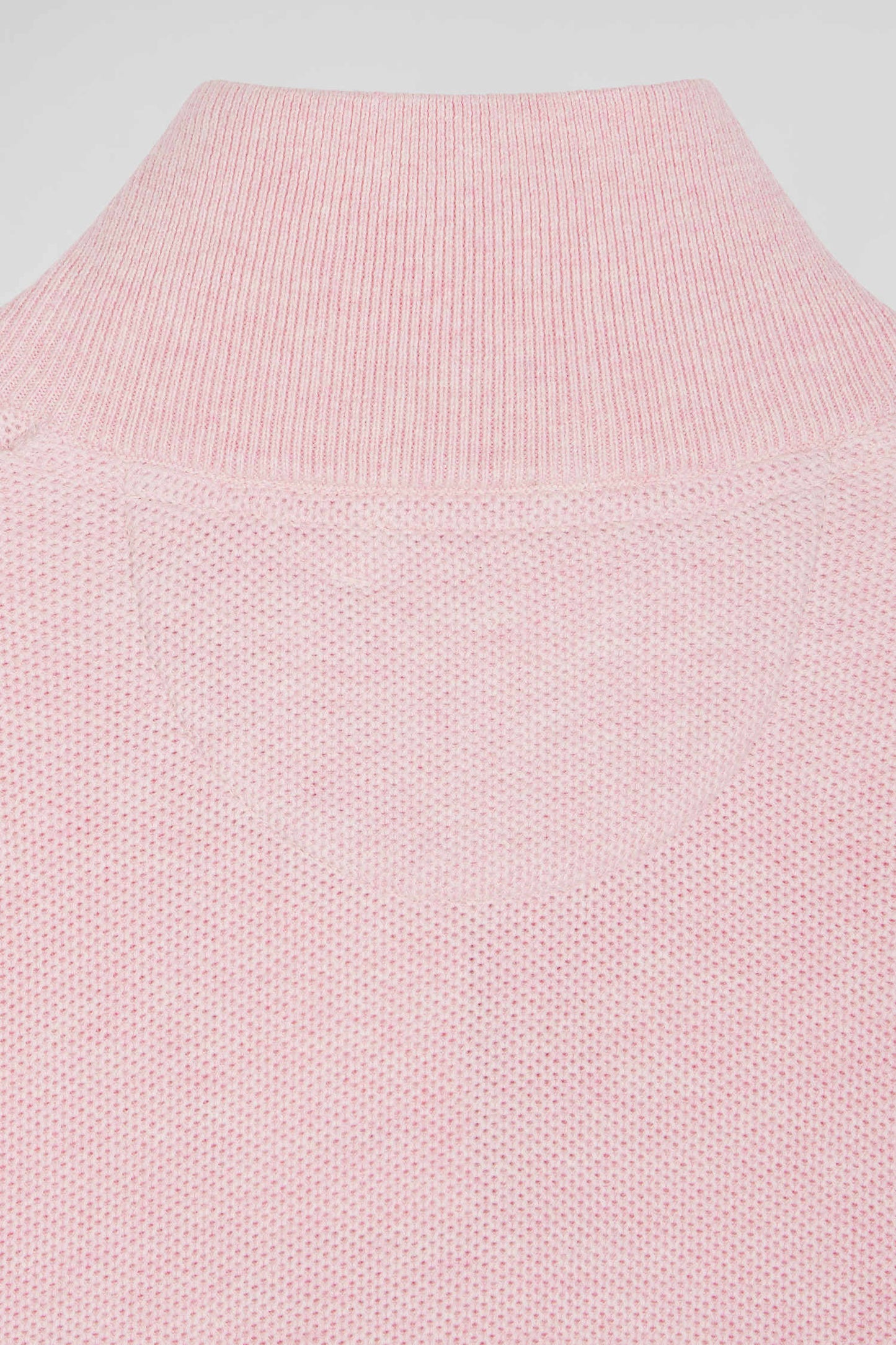 Pull col camionneur zippé uni en coton rose coupe Regular