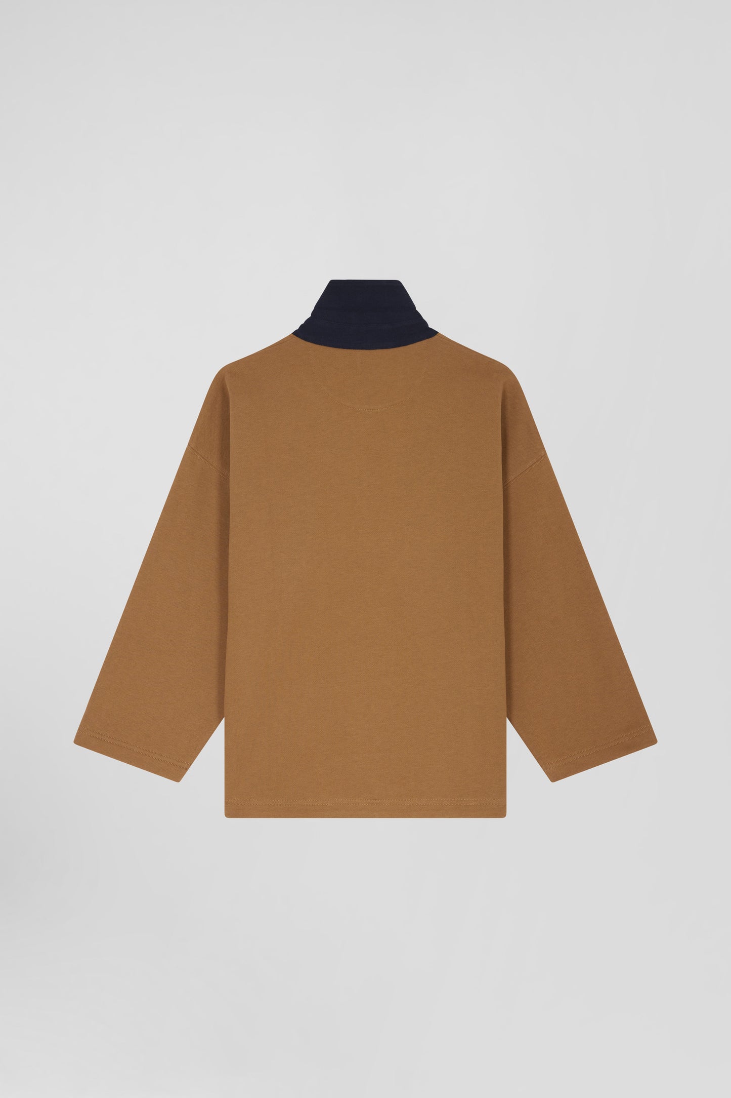 Sweatshirt à col maillot en coton camel coupe Relaxed