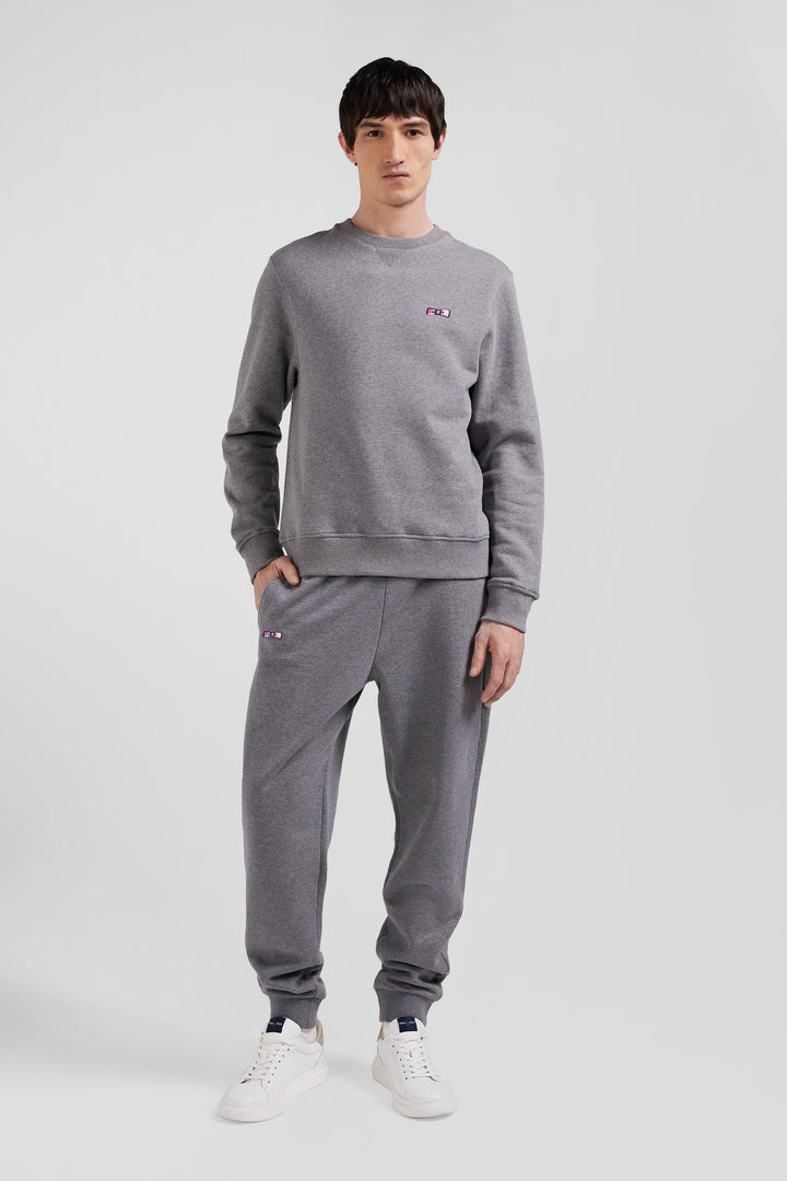 Sweatshirt en molleton coton uni gris coupe Regular