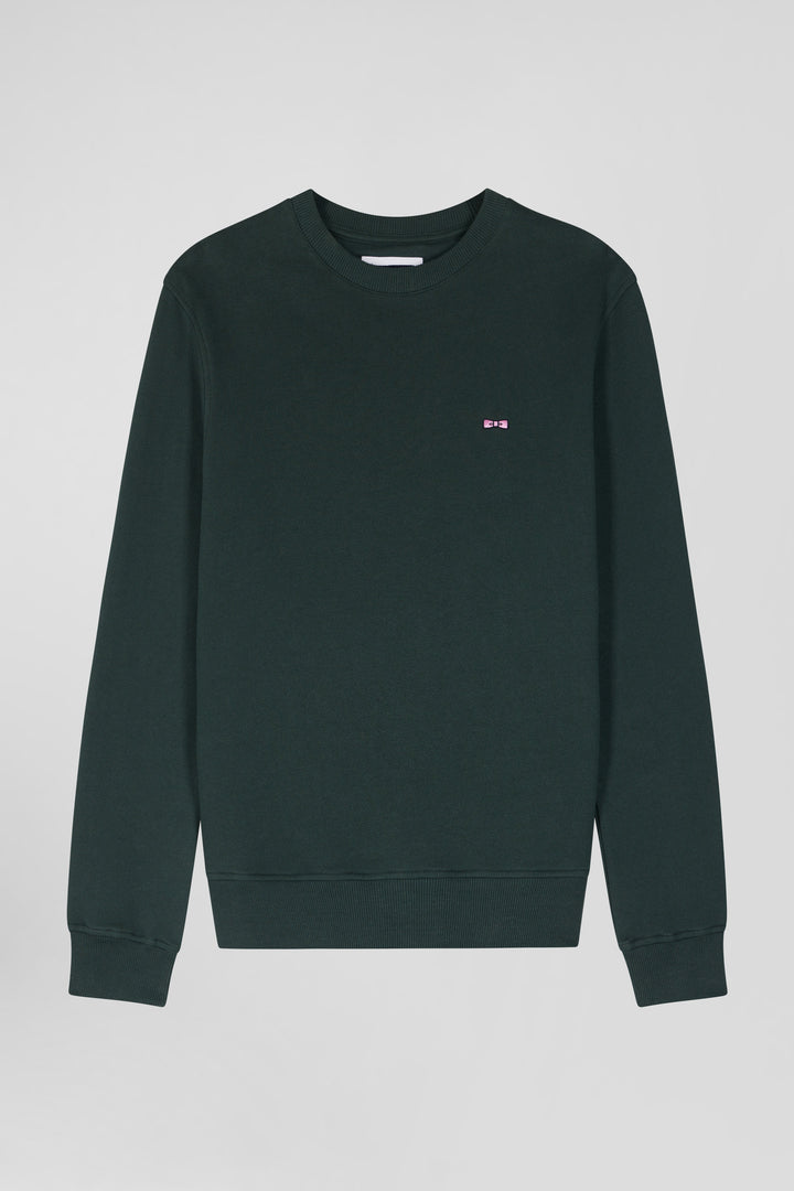 Sweatshirt en molleton coton uni vert coupe Regular