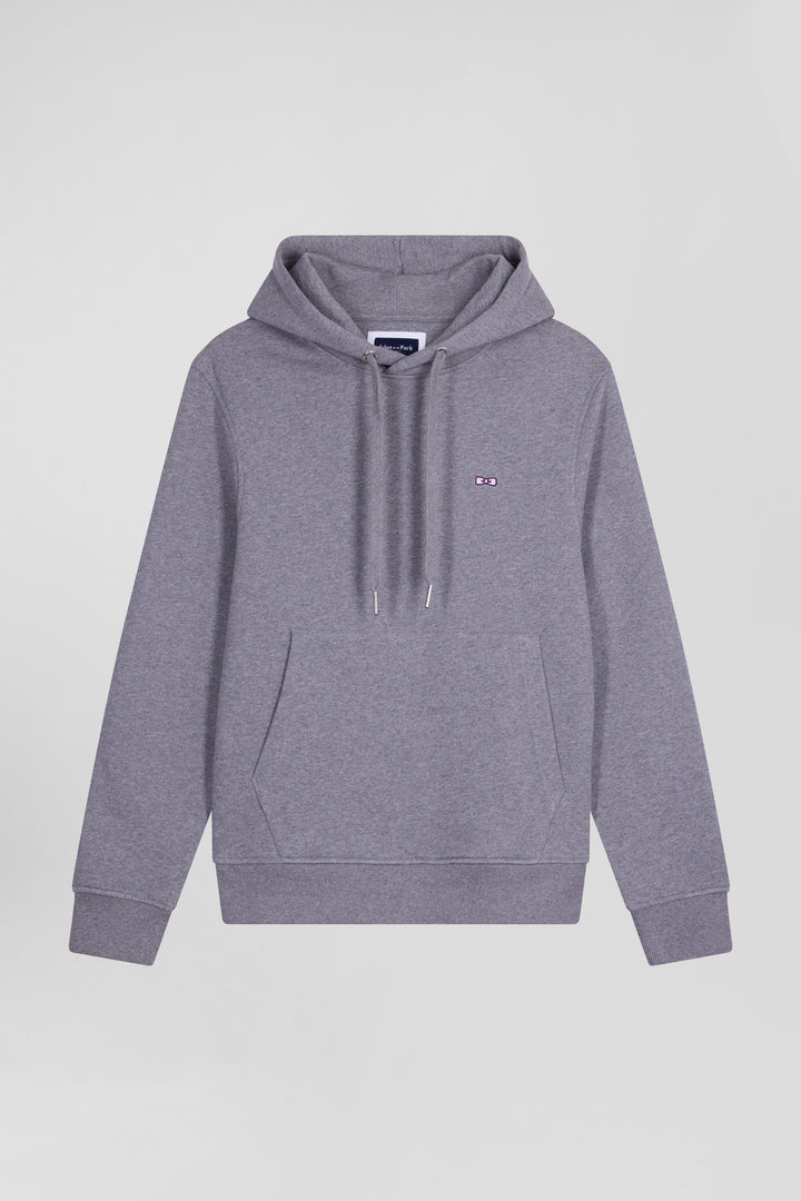 Sweatshirt à capuche en molleton coton gris coupe Regular