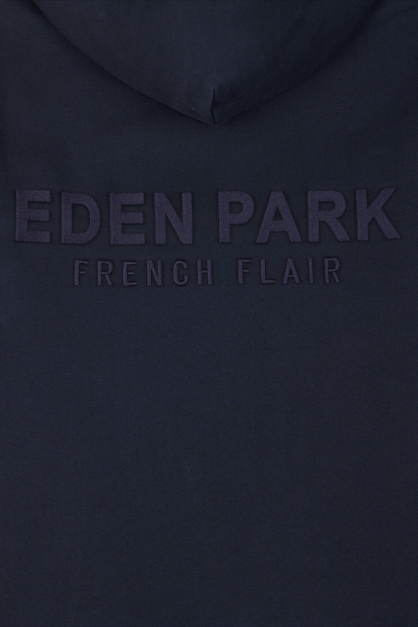 Regular navy brushed cotton fleece hoodie with Eden Park embroidery