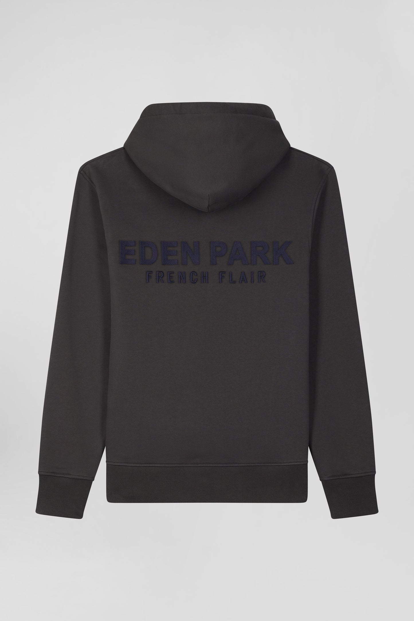 Sweatshirt à capuche en molleton marron broderie Eden Park coupe Regular