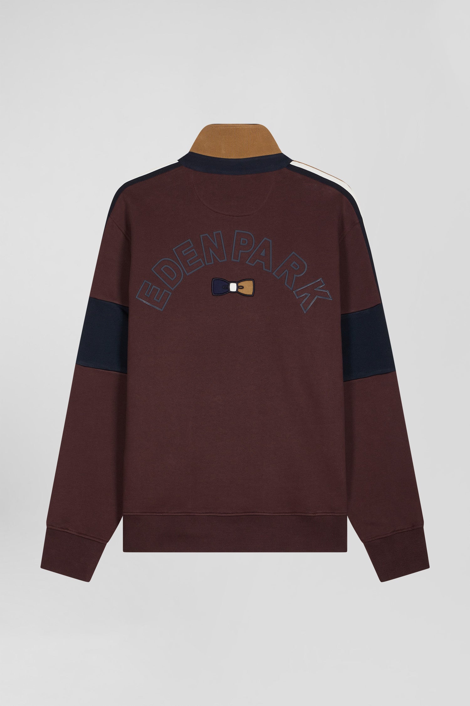 Relaxed burgundy cotton sweatshirt with rugby shirt collar