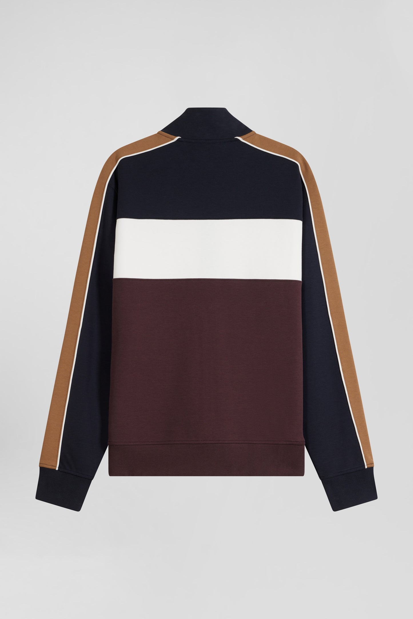 Sweatshirt zippé colorblock en coton mélangé bordeaux coupe Regular