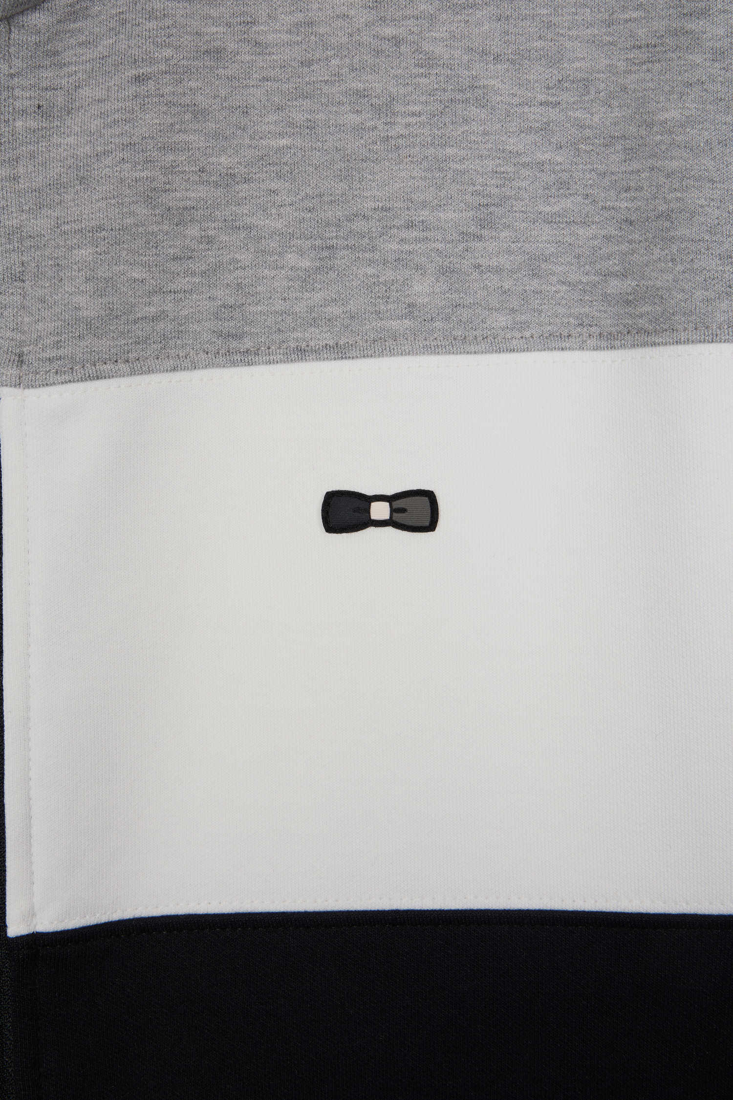 Sweatshirt zippé colorblock en coton mélangé noir coupe Regular