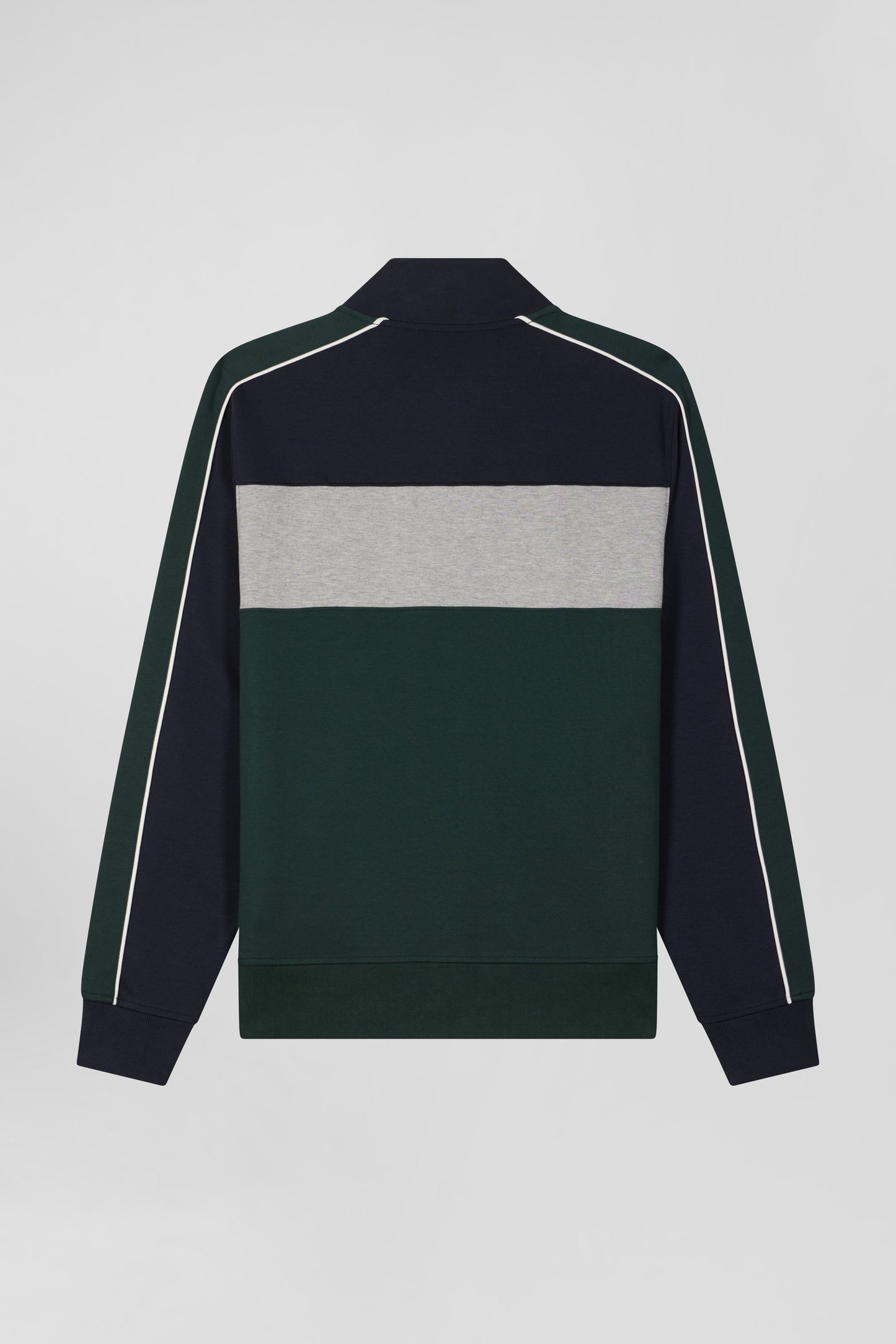 Sweatshirt zippé colorblock en coton mélangé vert coupe Regular