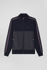 Sweatshirt zippé en coton mélangé bleu marine coupe Regular