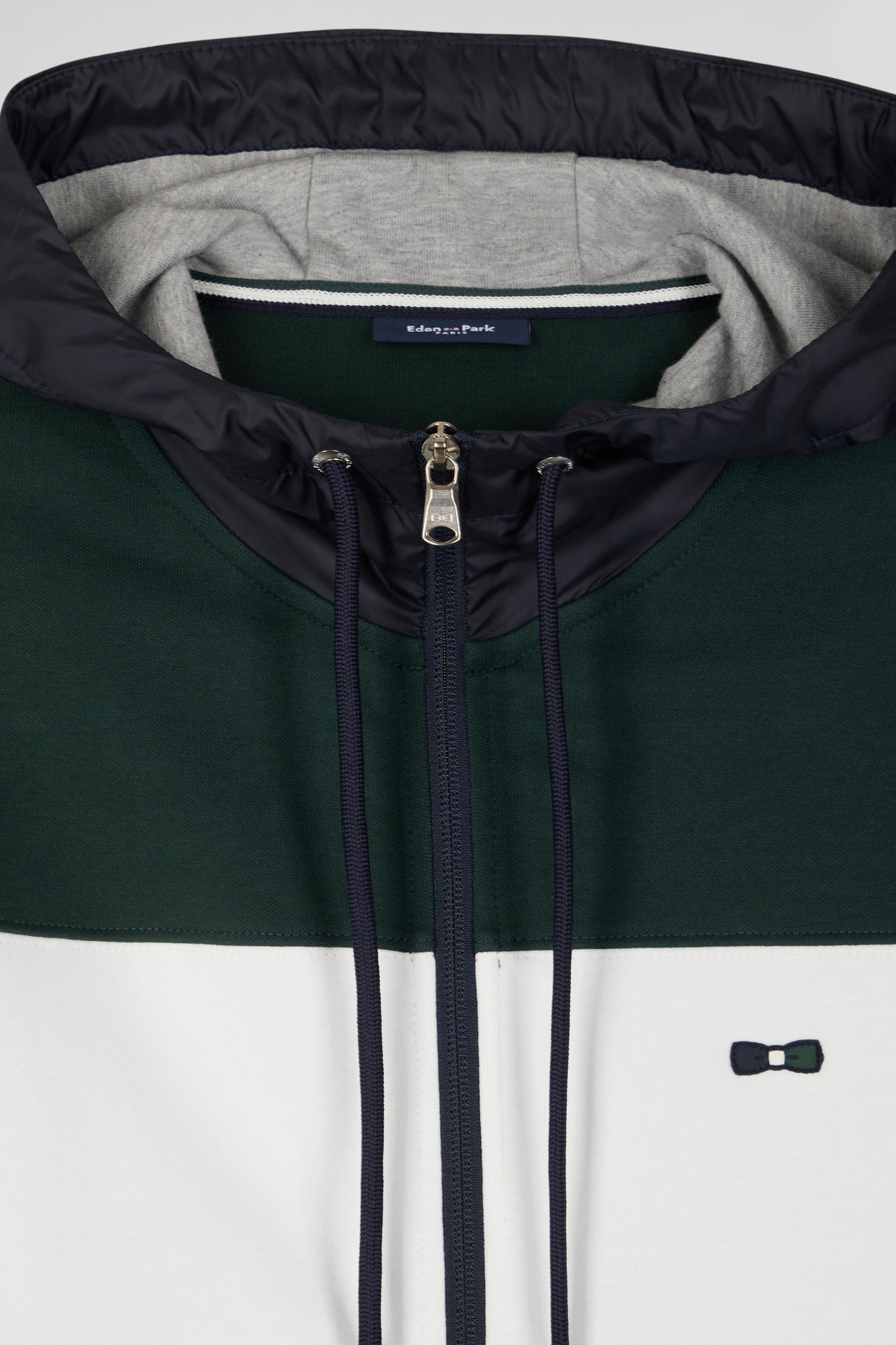 Regular green cotton blend hoodie with padded front