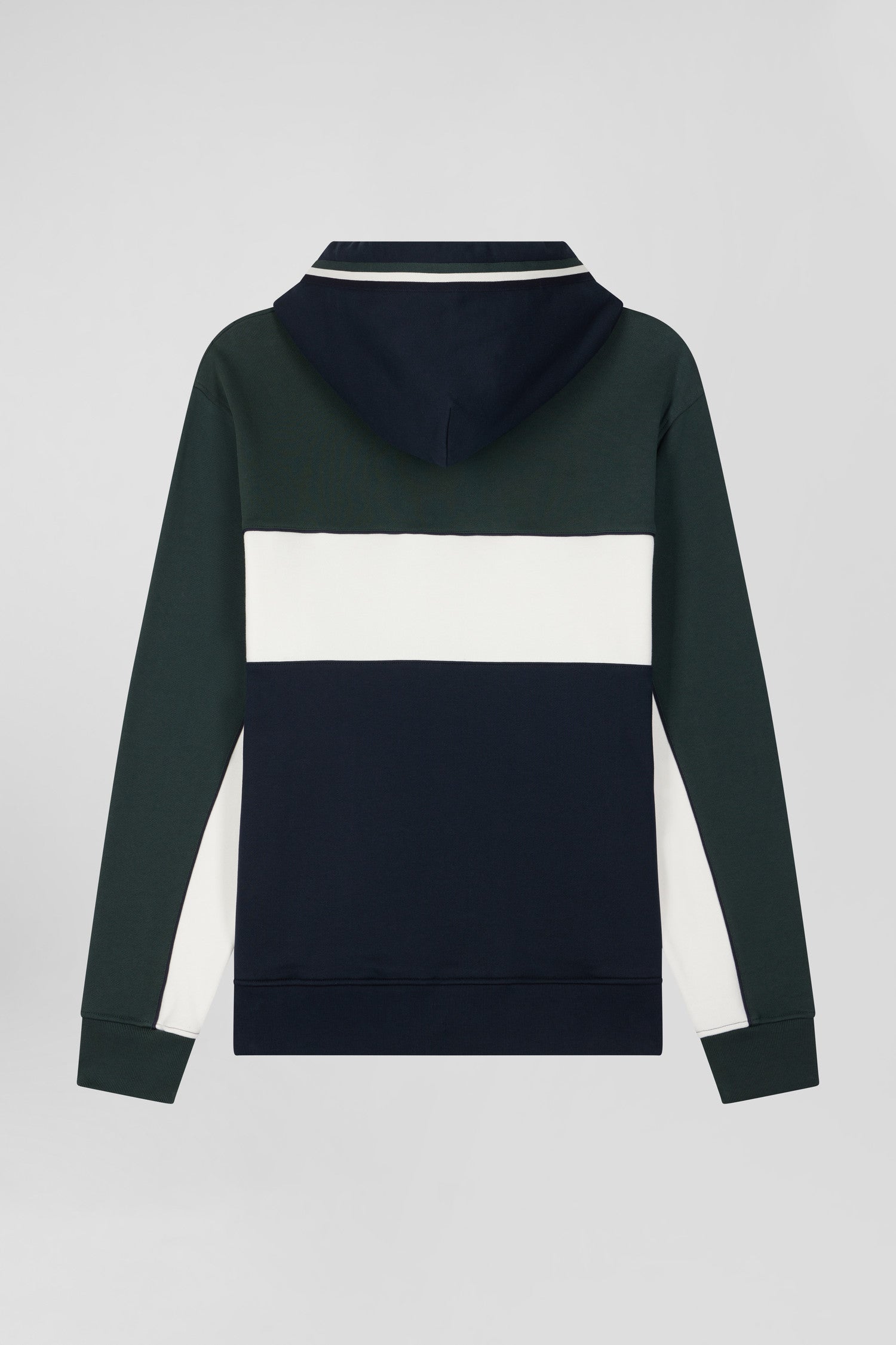 Sweatshirt à capuche tricolore en coton vert coupe Relaxed