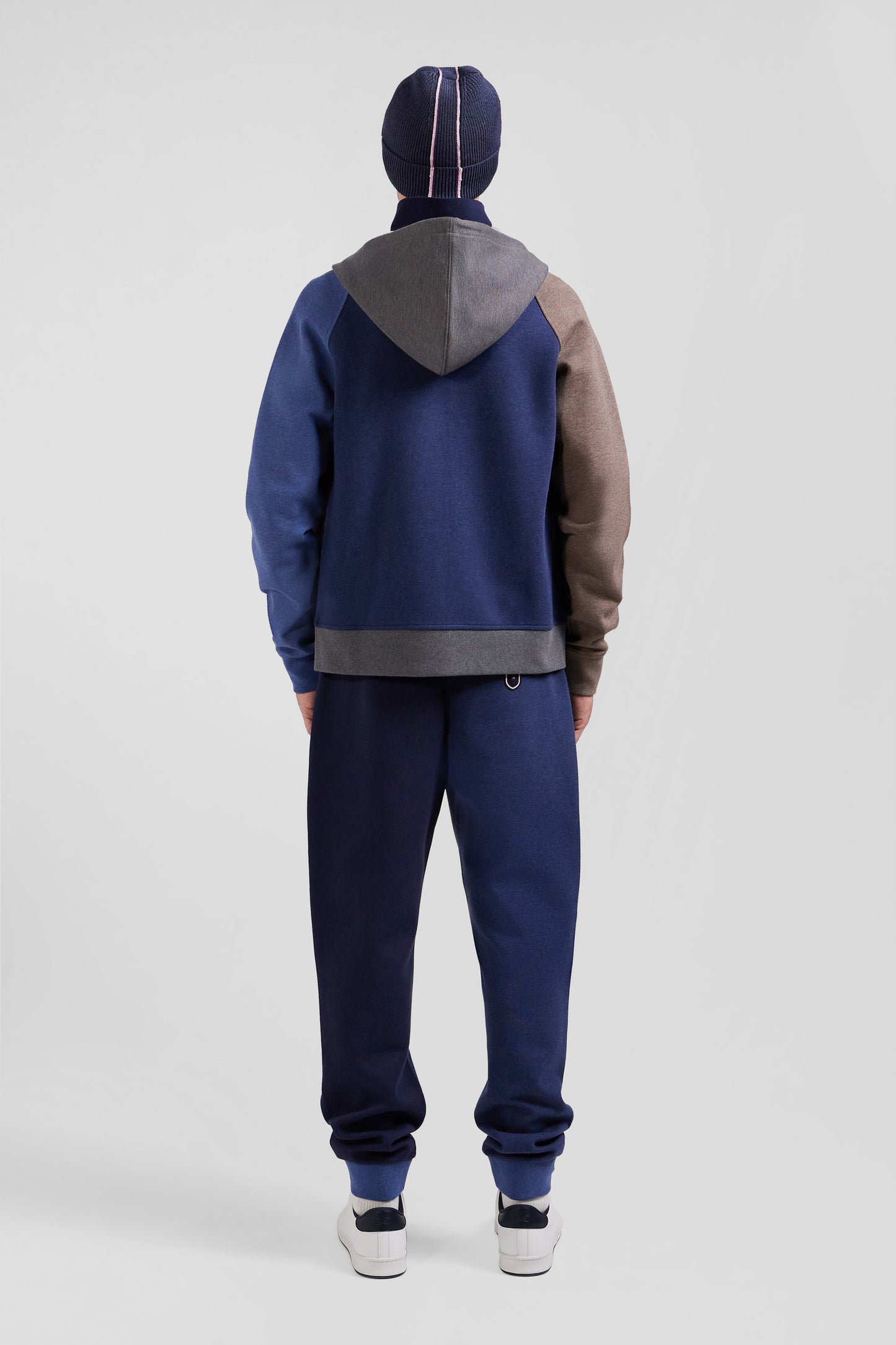 Regular grey cotton blend sweatshirt with padded front