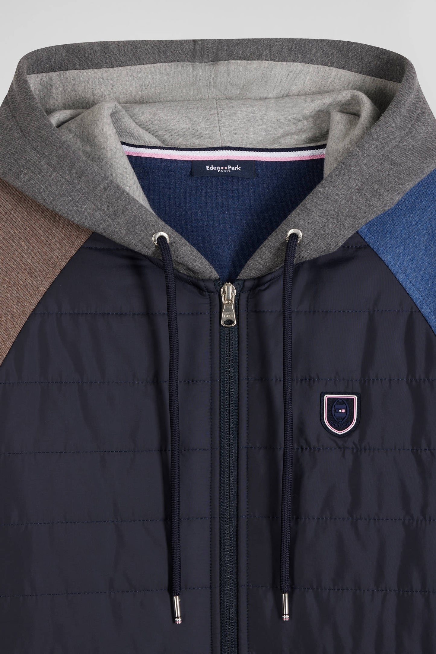 Regular grey cotton blend sweatshirt with padded front