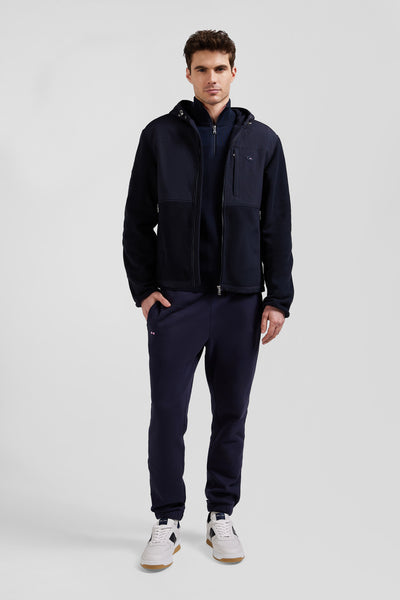 Regular navy blue zipped hoodie