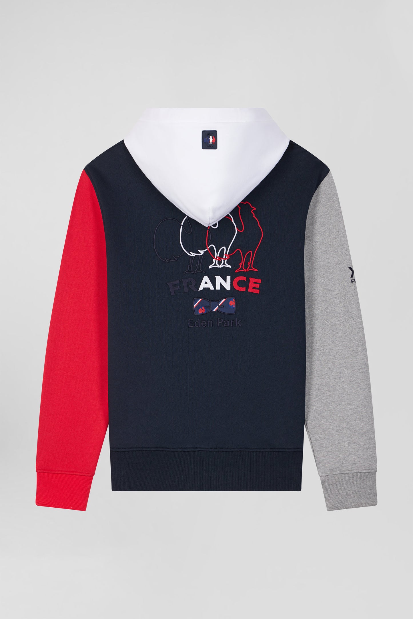 Regular navy colorblock XV de France cotton hoodie