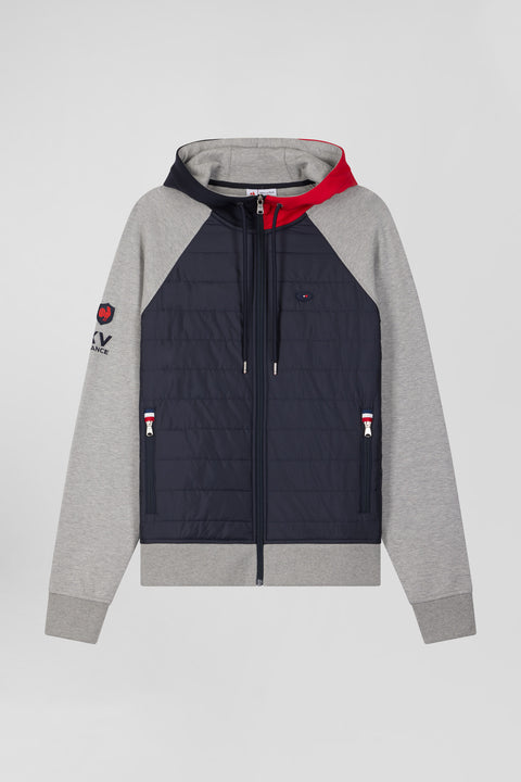 Sweatshirt à capuche zippé XV de France en coton mélangé et parmenture gris coupe Regular - Image 2