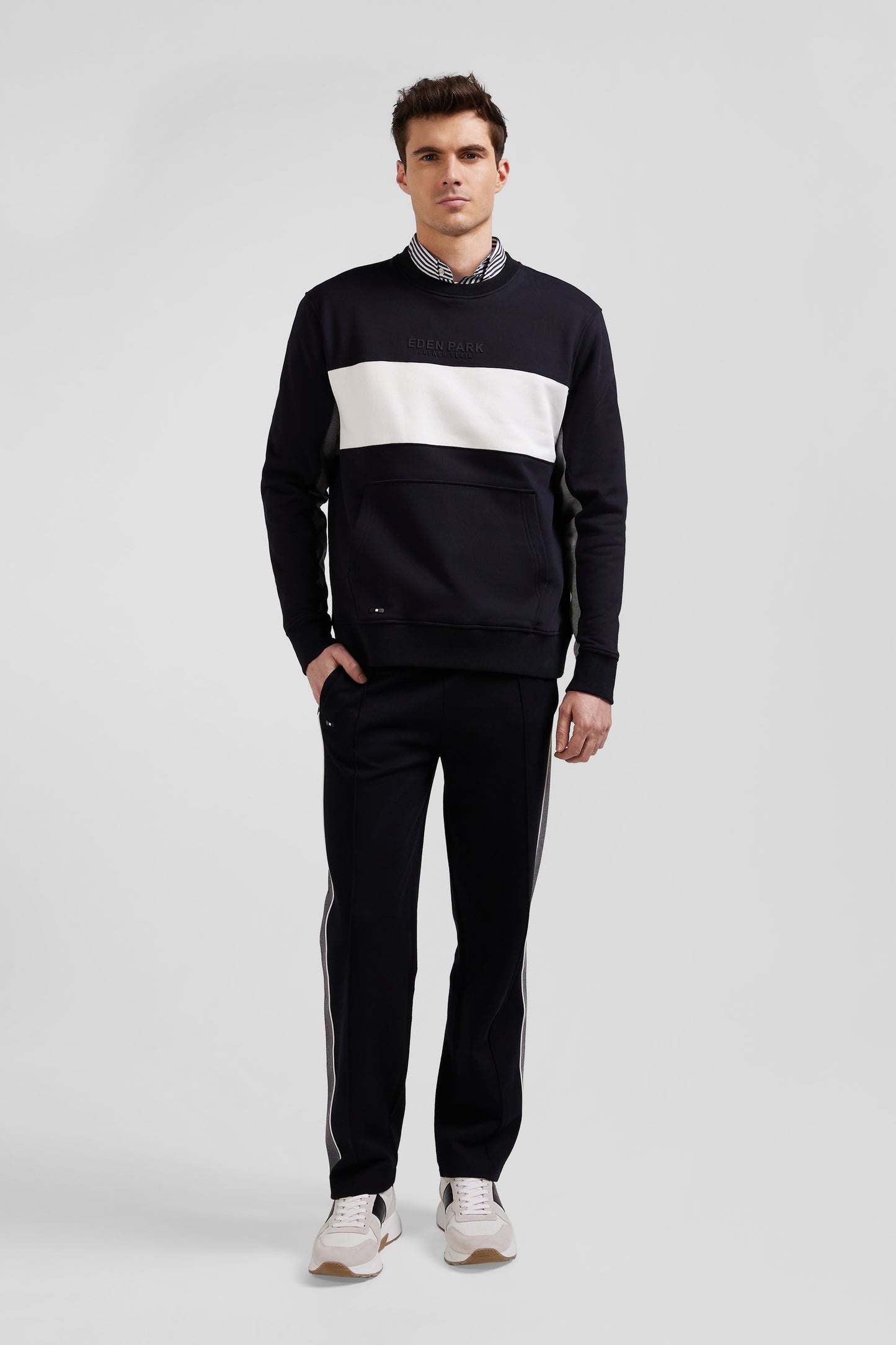 Sweatshirt col rond en coton noir coupe Relaxed