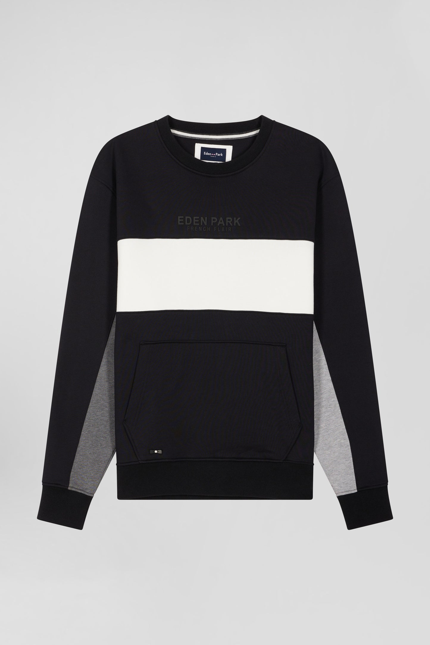 Sweatshirt col rond en coton noir coupe Relaxed