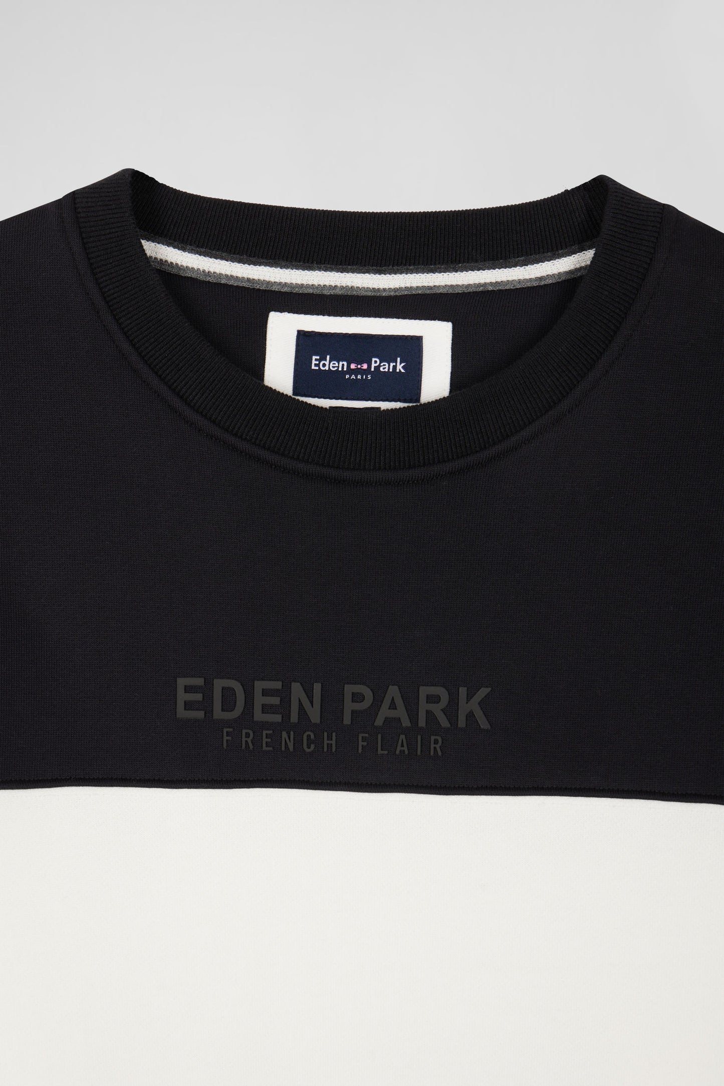 Sweatshirt col rond en coton noir coupe Relaxed