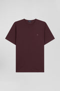 T-shirt manches courtes en coton Pima uni bordeaux coupe Regular