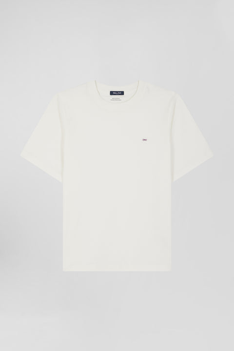 Modern ecru cotton short-sleeved T-shirt - Image 2