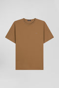 T-shirt manches courtes en coton Pima uni camel coupe Regular