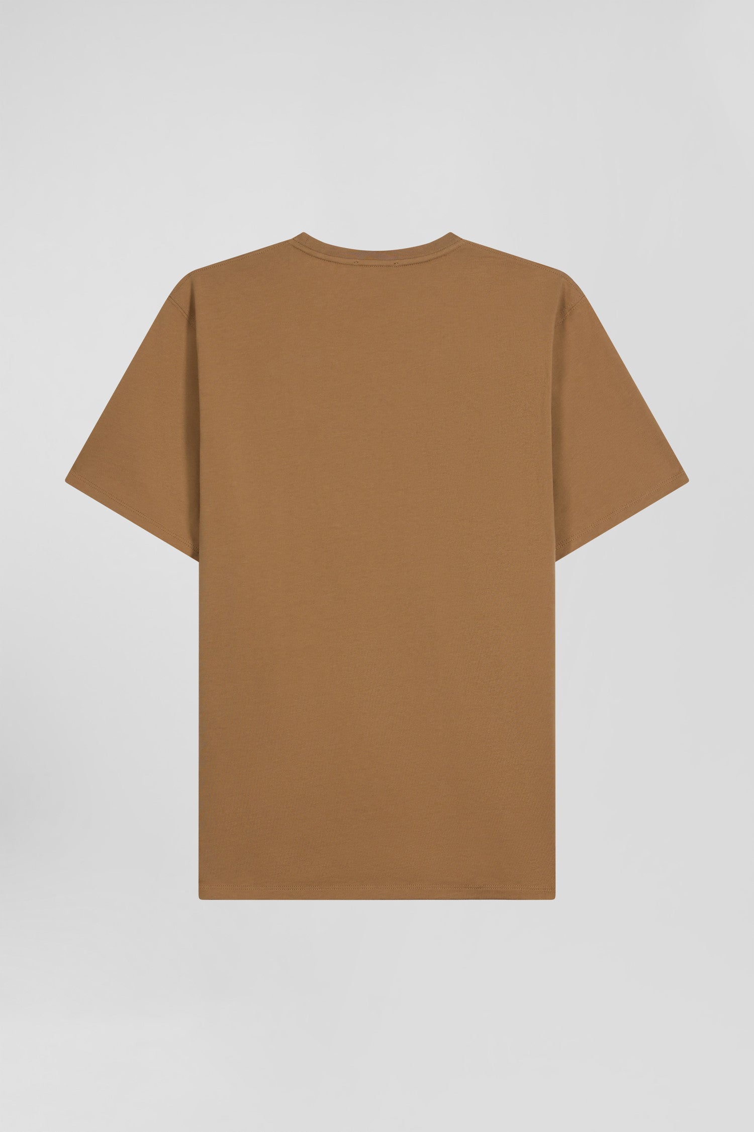 T-shirt manches courtes en coton Pima uni camel coupe Regular