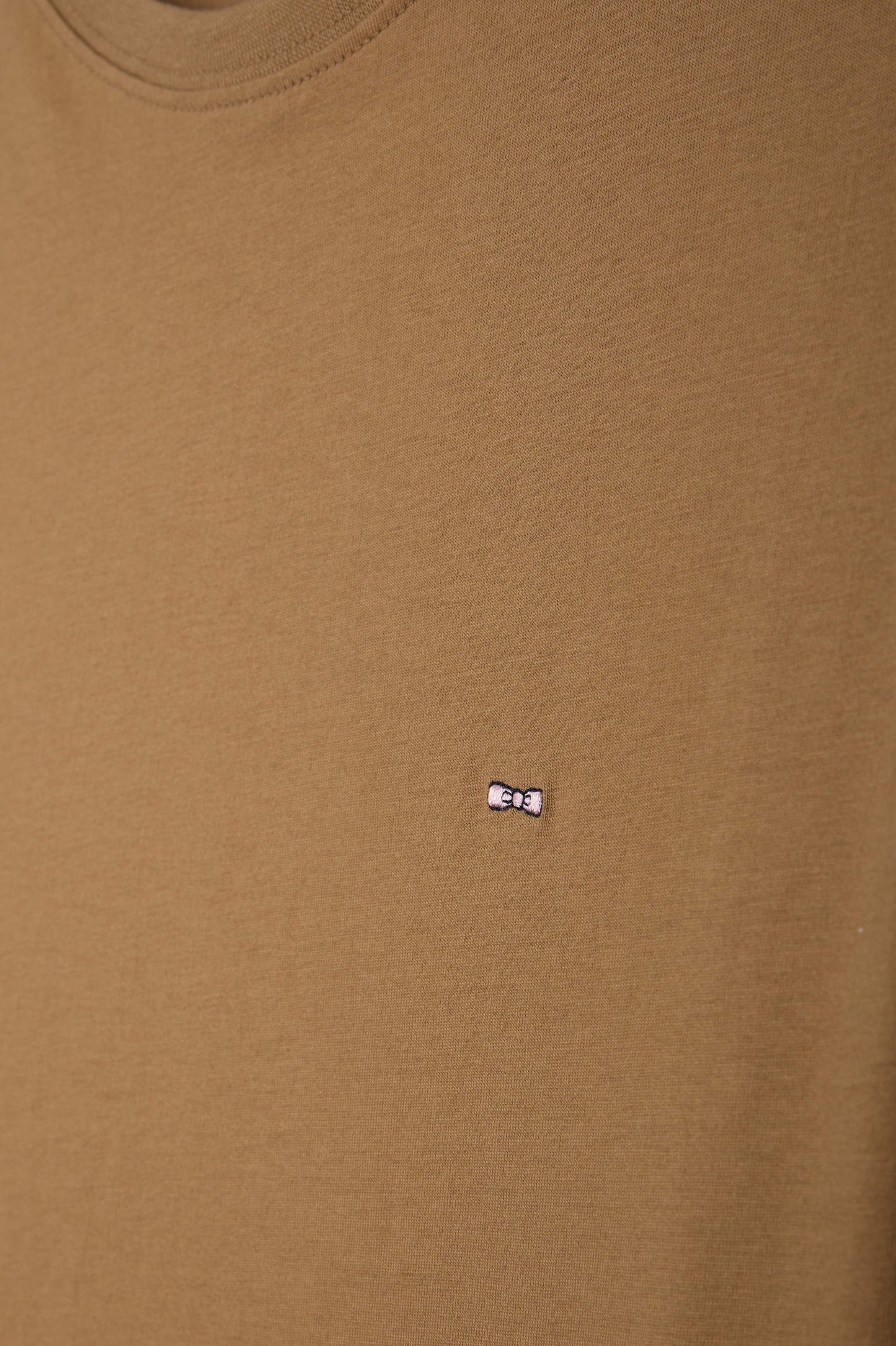 Short-sleeved T-shirt in plain hazelnut Pima cotton, regular fit