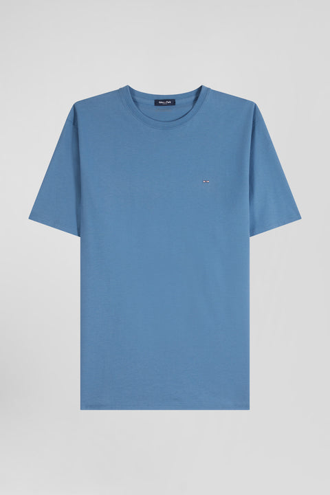 Regular blue Pima cotton short-sleeved T-shirt - Image 2