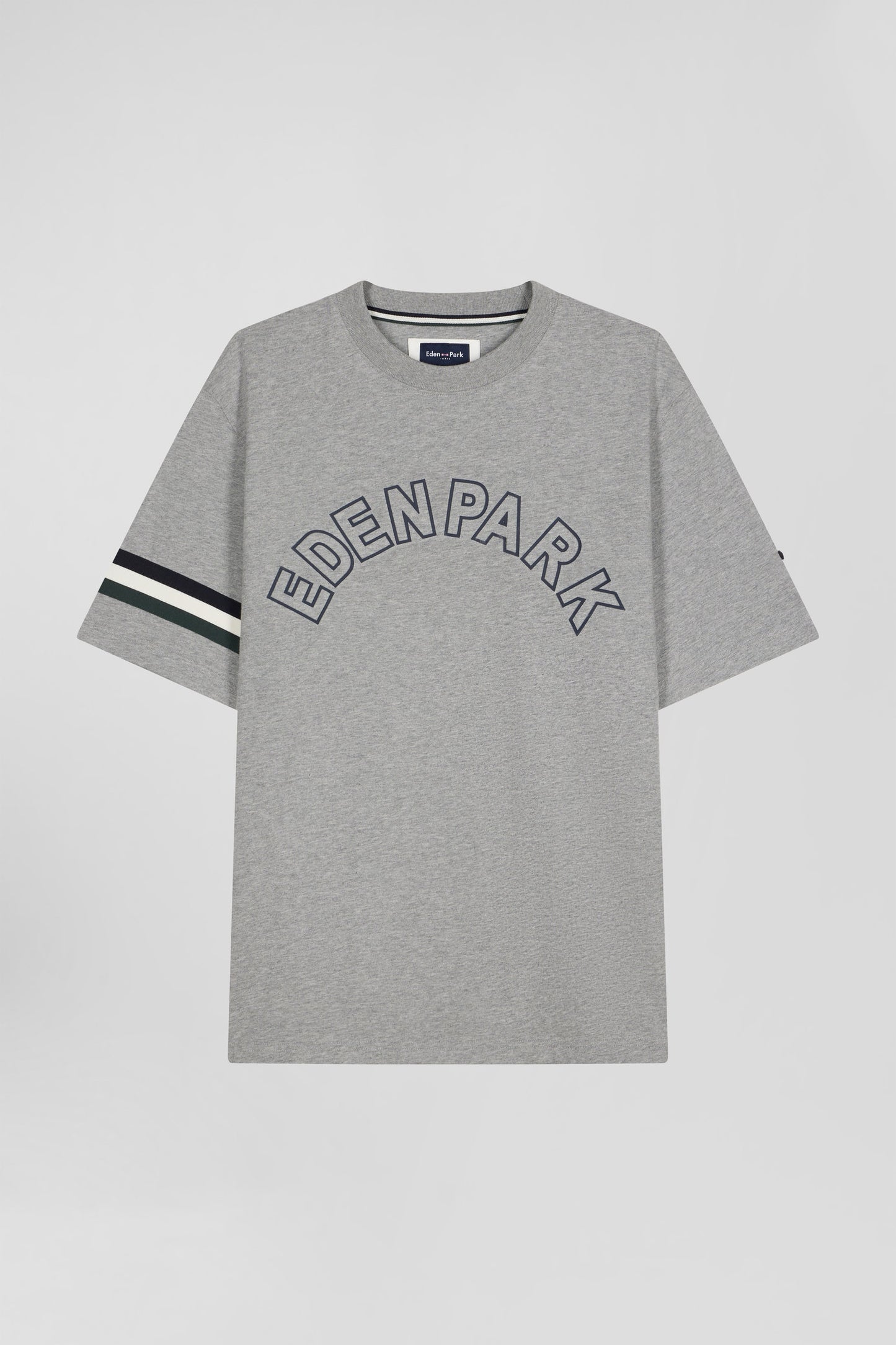 Oversized grey short-sleeved cotton T-shirt with Eden Park print