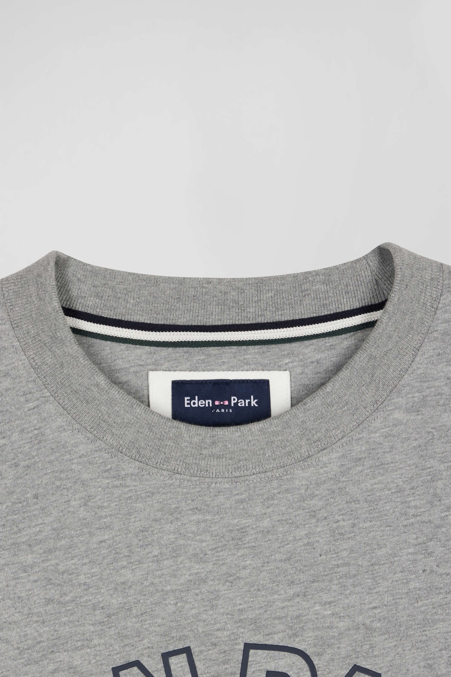 Oversized grey short-sleeved cotton T-shirt with Eden Park print