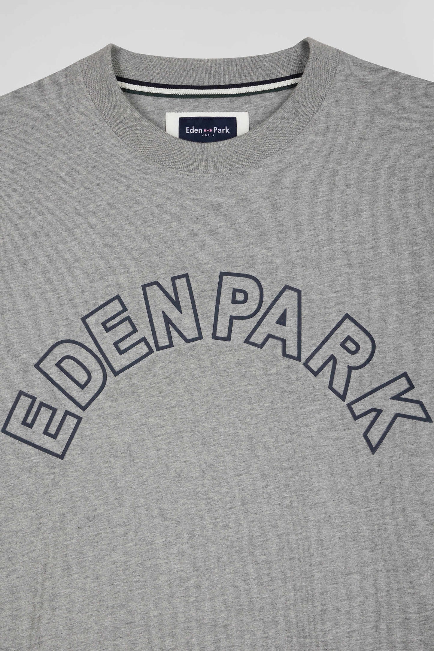 Oversized grey short-sleeved cotton T-shirt with Eden Park print