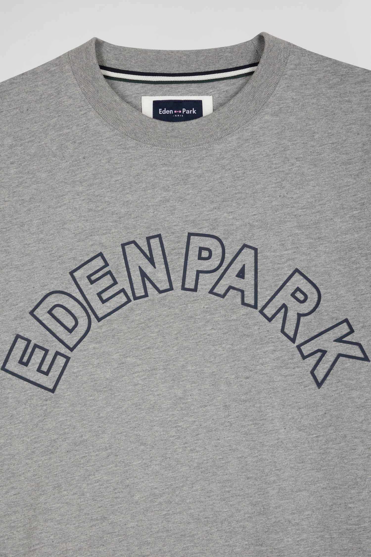 Oversized grey short-sleeved cotton T-shirt with Eden Park print