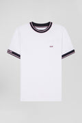 T-shirt manches courtes en coton blanc coupe Slim bords-côtes Eden Park