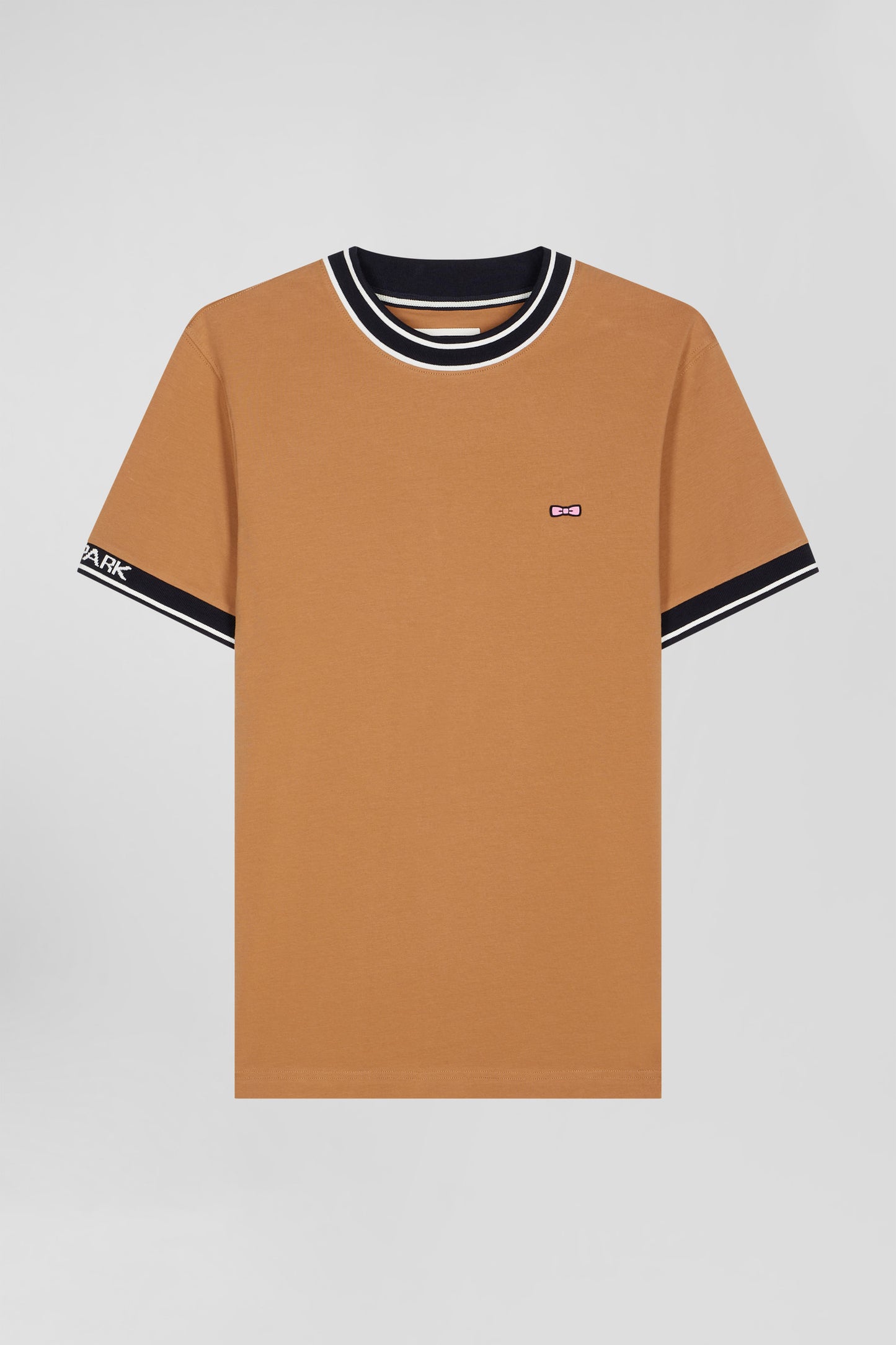 T-shirt manches courtes en coton camel coupe Slim bords-côtes Eden Park