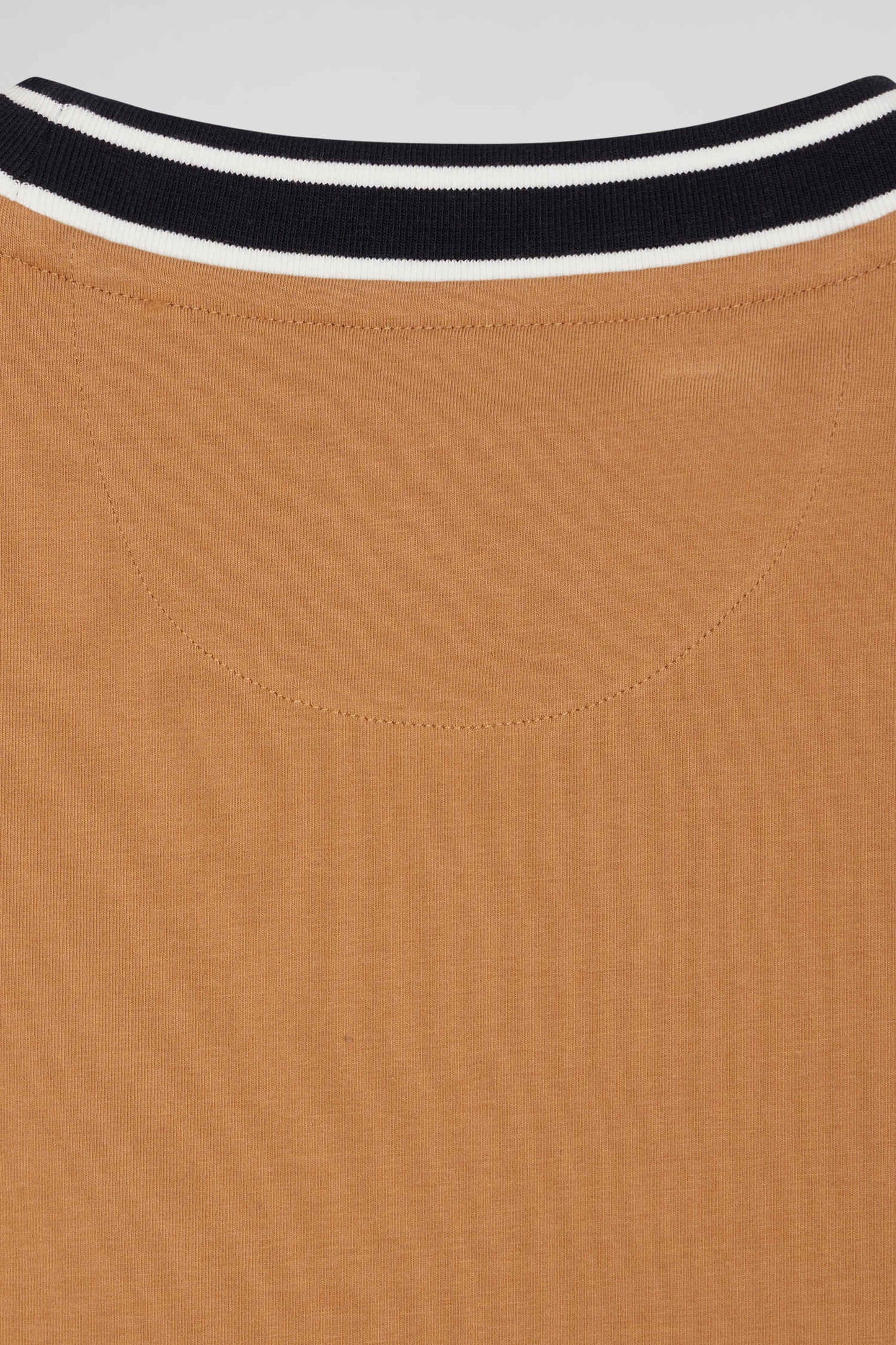 T-shirt manches courtes en coton camel coupe Slim bords-côtes Eden Park