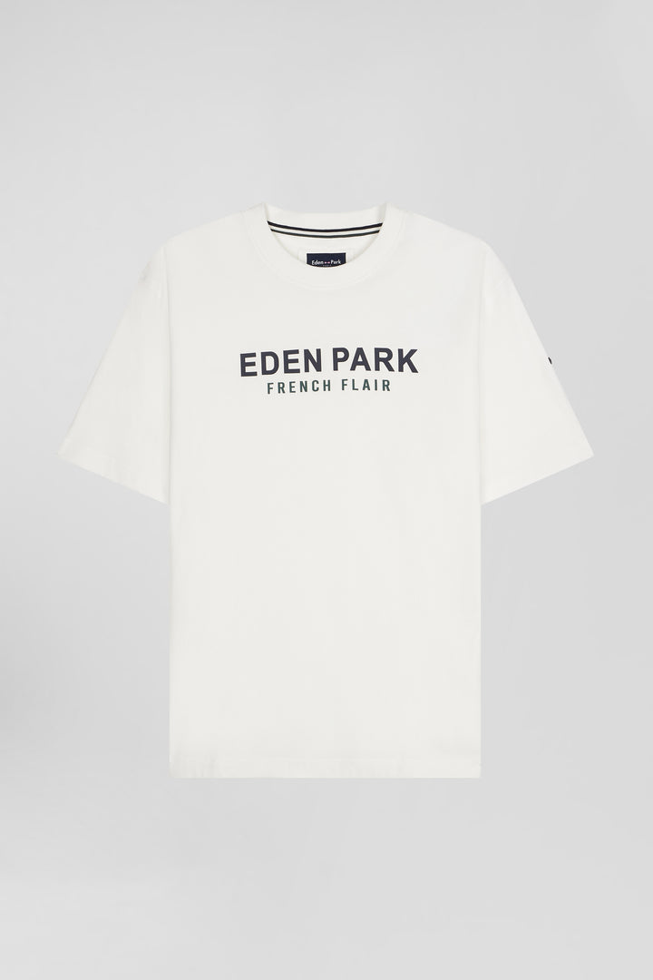 T-shirt manches courtes en coton écru Eden Park French Flair coupe Oversized