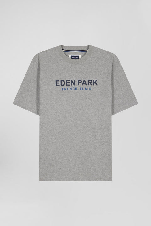 T-shirt manches courtes en coton gris Eden Park French Flair coupe Oversized - Image 2
