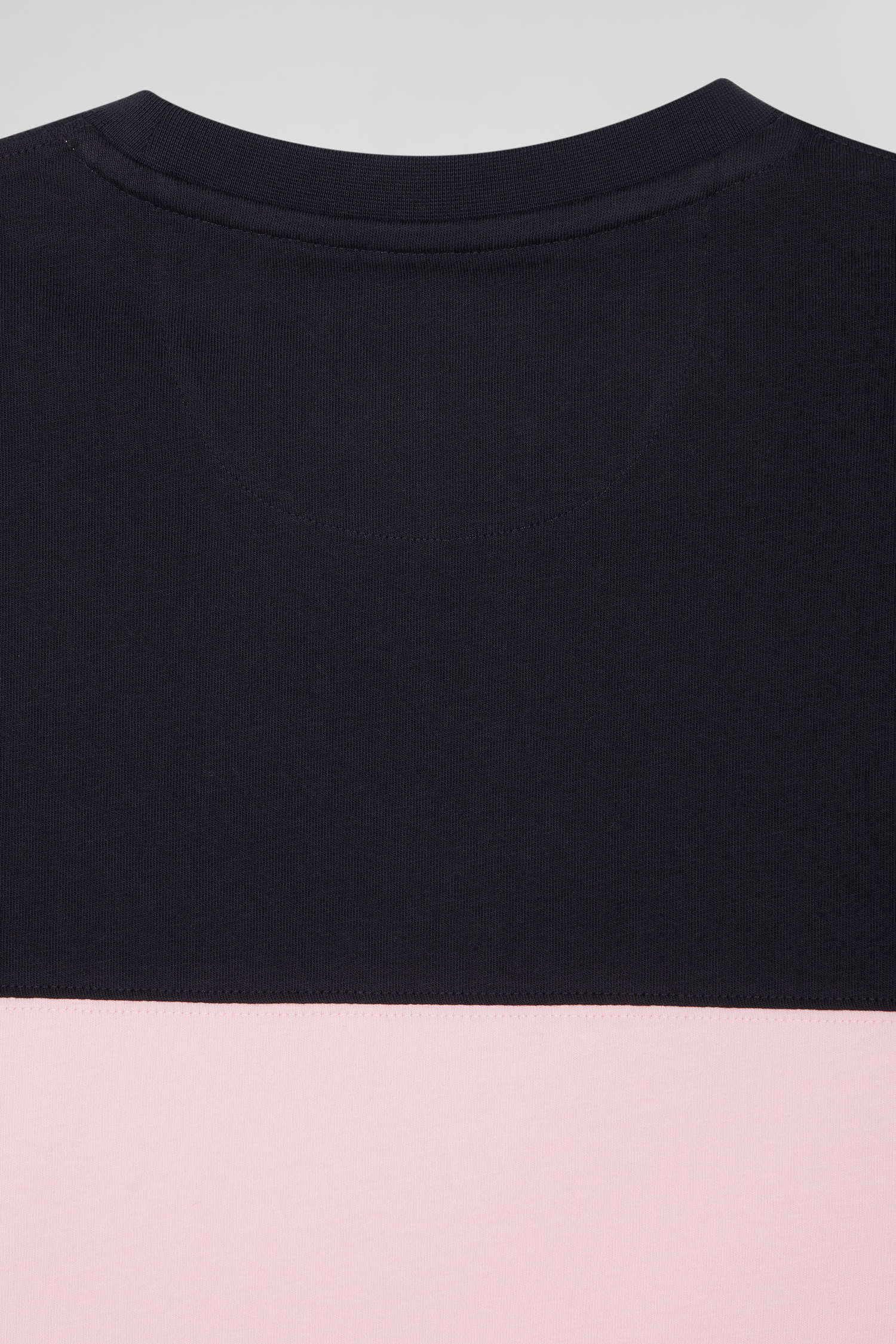 Regular navy and pink bicolor short-sleeved cotton T-shirt