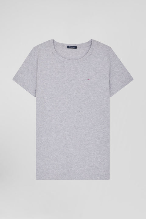 Regular women's grey short-sleeved cotton T-shirt - Image 1