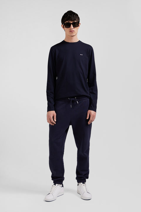 Regular navy long-sleeved cotton T-shirt with N°10 embroidery - Image 1