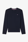 Regular navy long-sleeved cotton T-shirt with N°10 embroidery